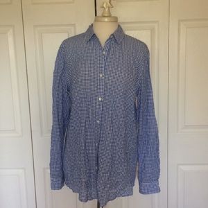 J McLaughlin Lois Crinkle Gingham Blouse